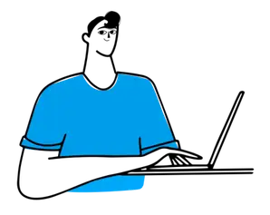 un gars tape à l'ordi - image open source libre