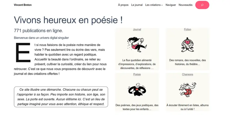 page d'accueil du site vincentbreton.fr au 16 juillet