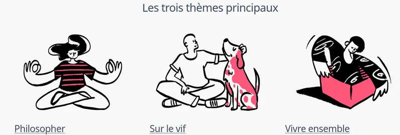 les trois catégories principales du journal
