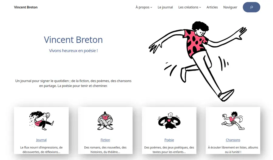 l'image de l'écran d'accueil du site de Vincent Breton en septembre 25