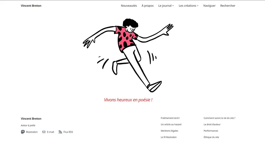 la page d'accueil du site de Vincent Breton au 12 décembre 2025