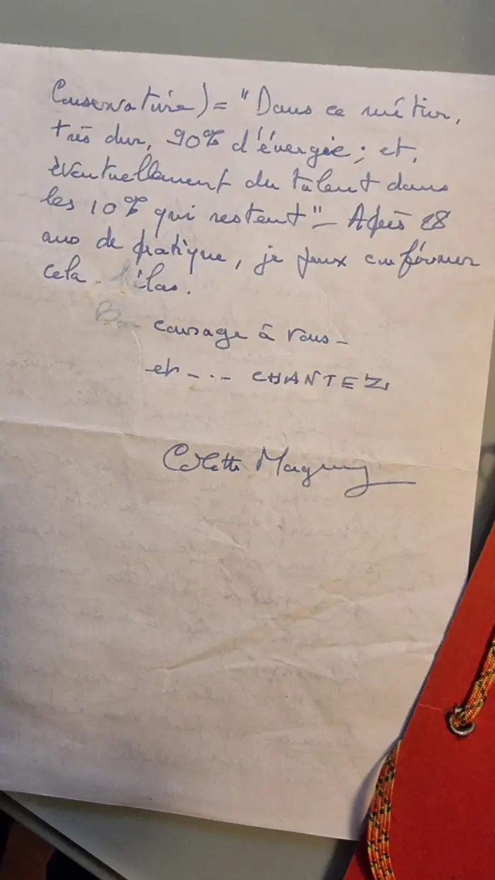 extrait d'une lettre de Colette Magny à Vincent Breton