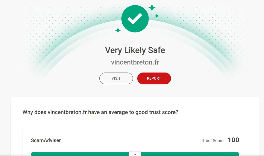 Test Scam adviser pour le site vincentbreton.fr