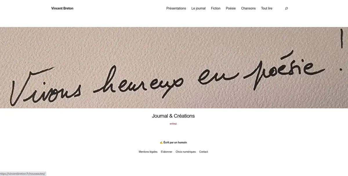 nouvelle page d'accueil du site