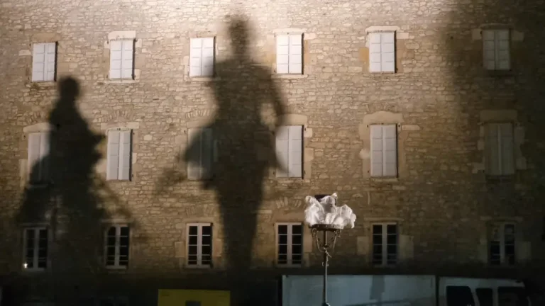 Tout en vrac - l'ombre des acteurs projetée sur une façade