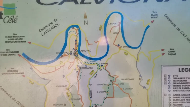 Carte montrant le secteur de Calvignac et les méandres du Lot