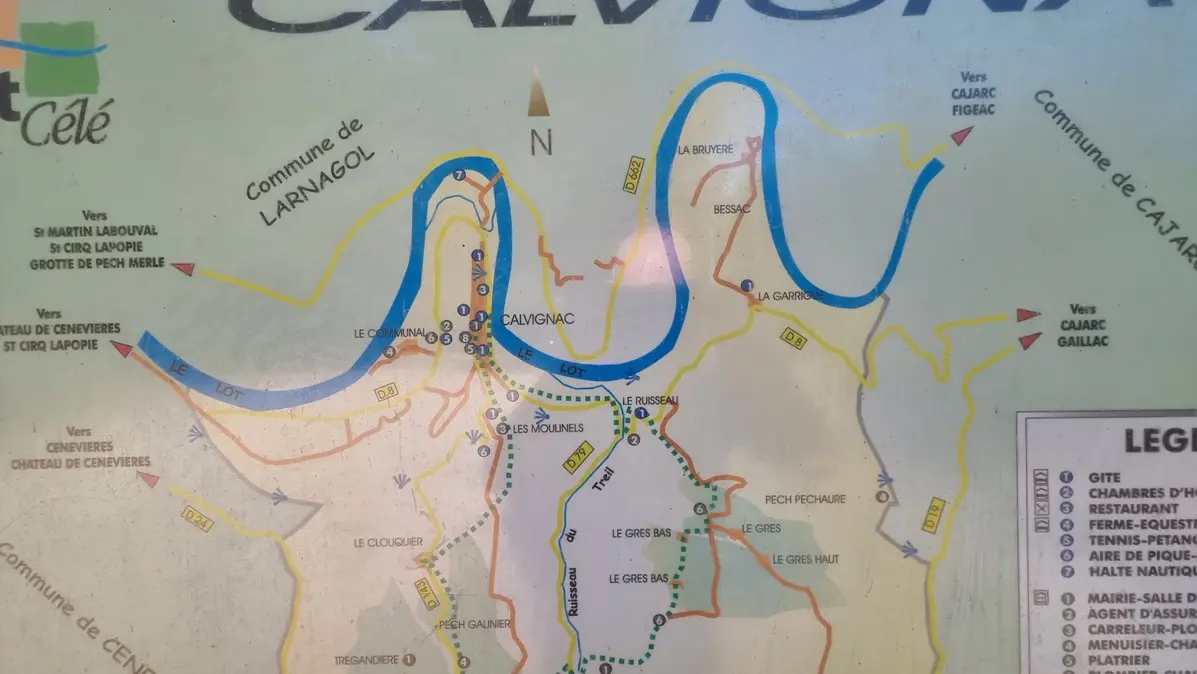 Carte montrant le secteur de Calvignac et les méandres du Lot